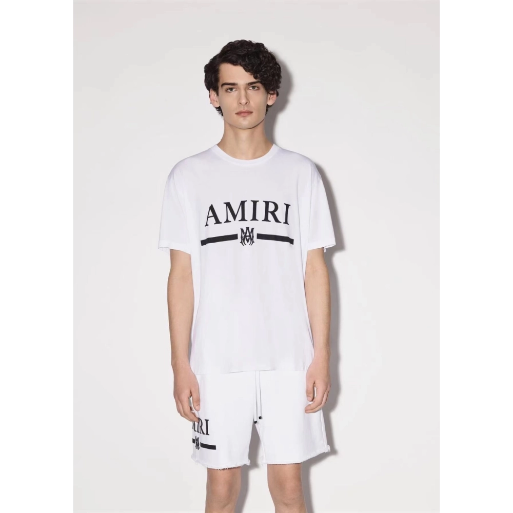 Amiri New short-sleeved AM letter logo print T-shirt,Amiri T Shirt,Tshirt,APPAREL