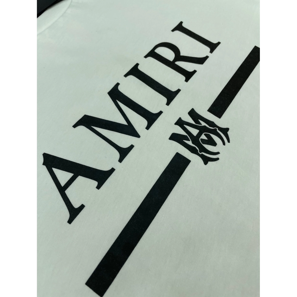 Amiri New short-sleeved AM letter logo print T-shirt,Amiri T Shirt,Tshirt,APPAREL
