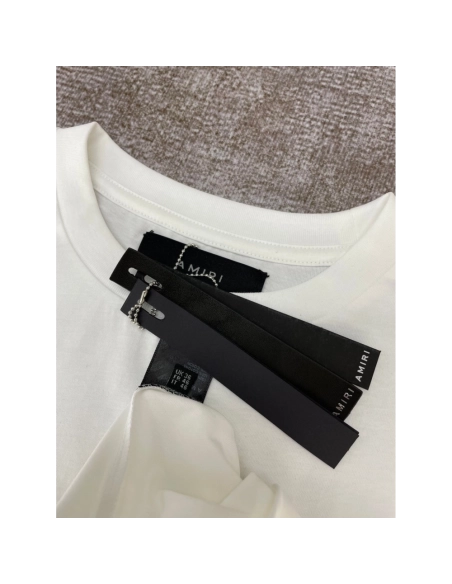 Amiri New short-sleeved AM letter logo print T-shirt,Amiri T Shirt,Tshirt,APPAREL