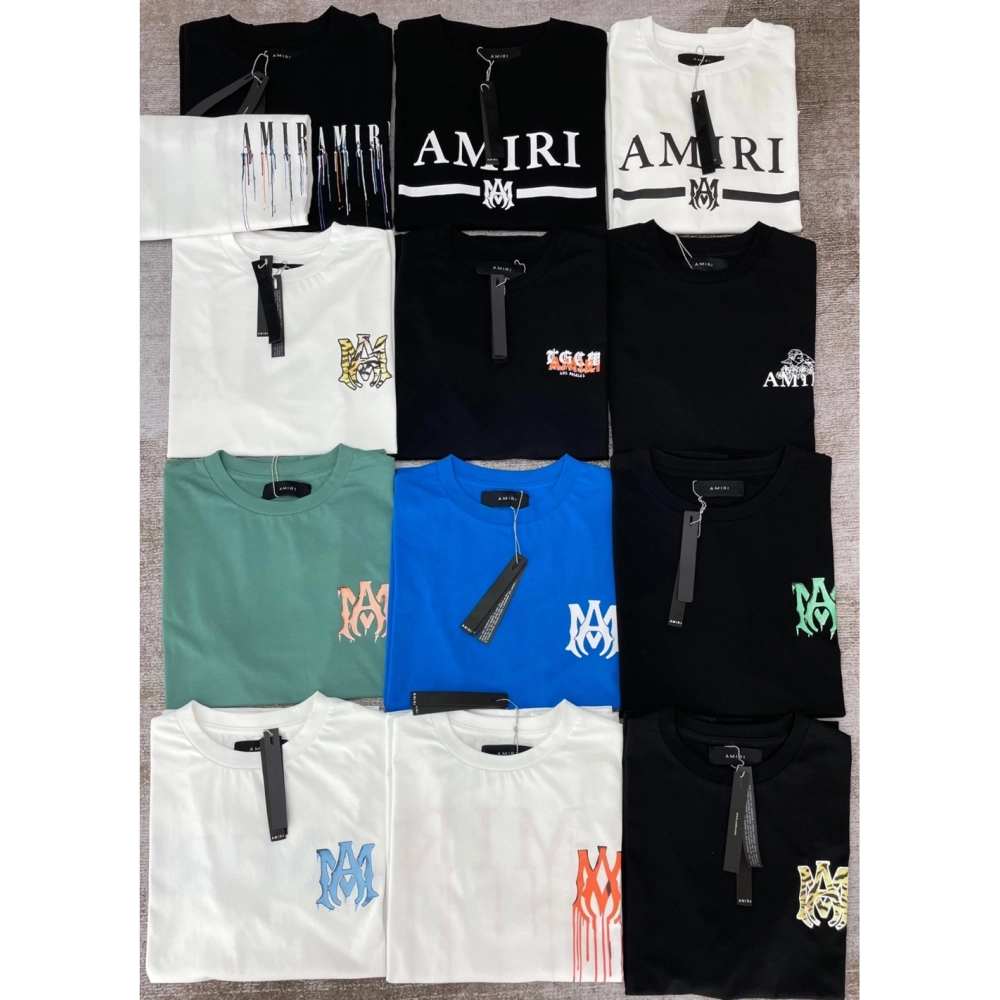 Amiri New short-sleeved AM letter logo print T-shirt,Amiri T Shirt,Tshirt,APPAREL