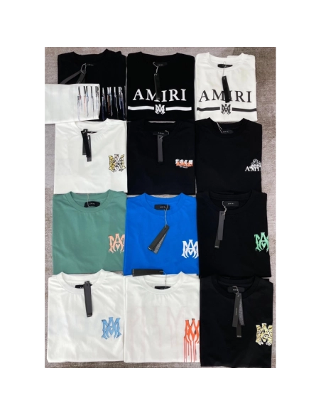 Amiri New short-sleeved AM letter logo print T-shirt,Amiri T Shirt,Tshirt,APPAREL