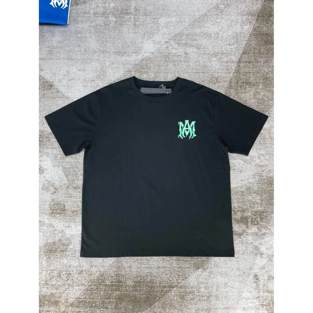 Amiri New short-sleeved green and white gradient logo letter paste printt T-shirt,Amiri T Shirt,Tshirt,APPAREL