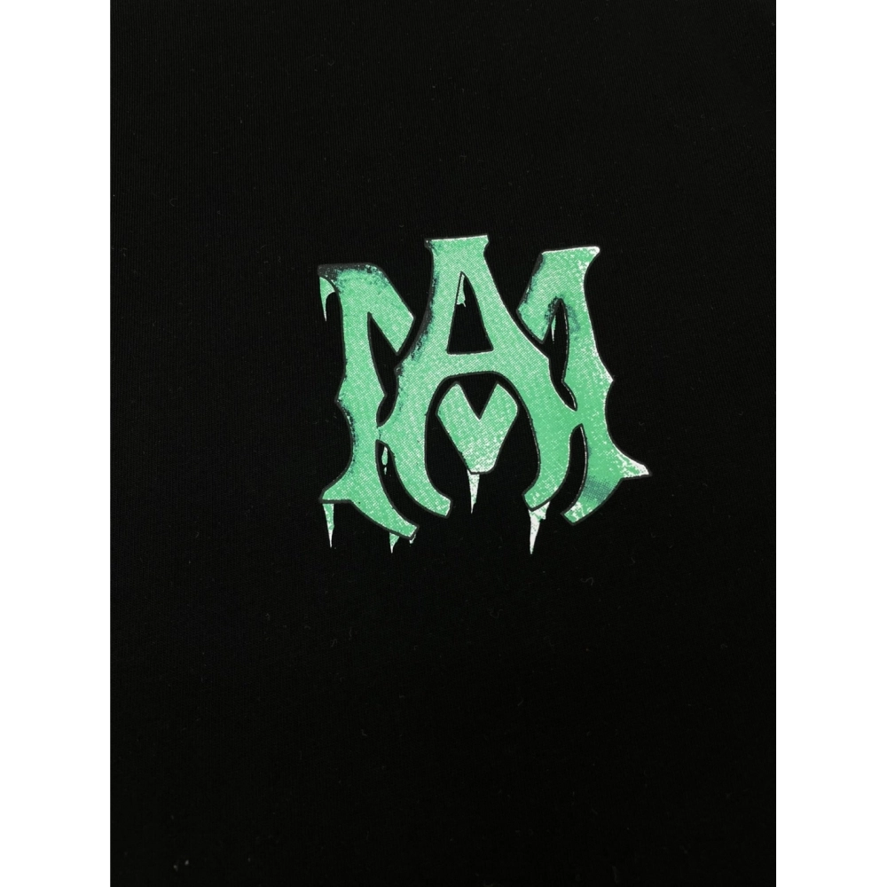 Amiri New short-sleeved green and white gradient logo letter paste printt T-shirt,Amiri T Shirt,Tshirt,APPAREL