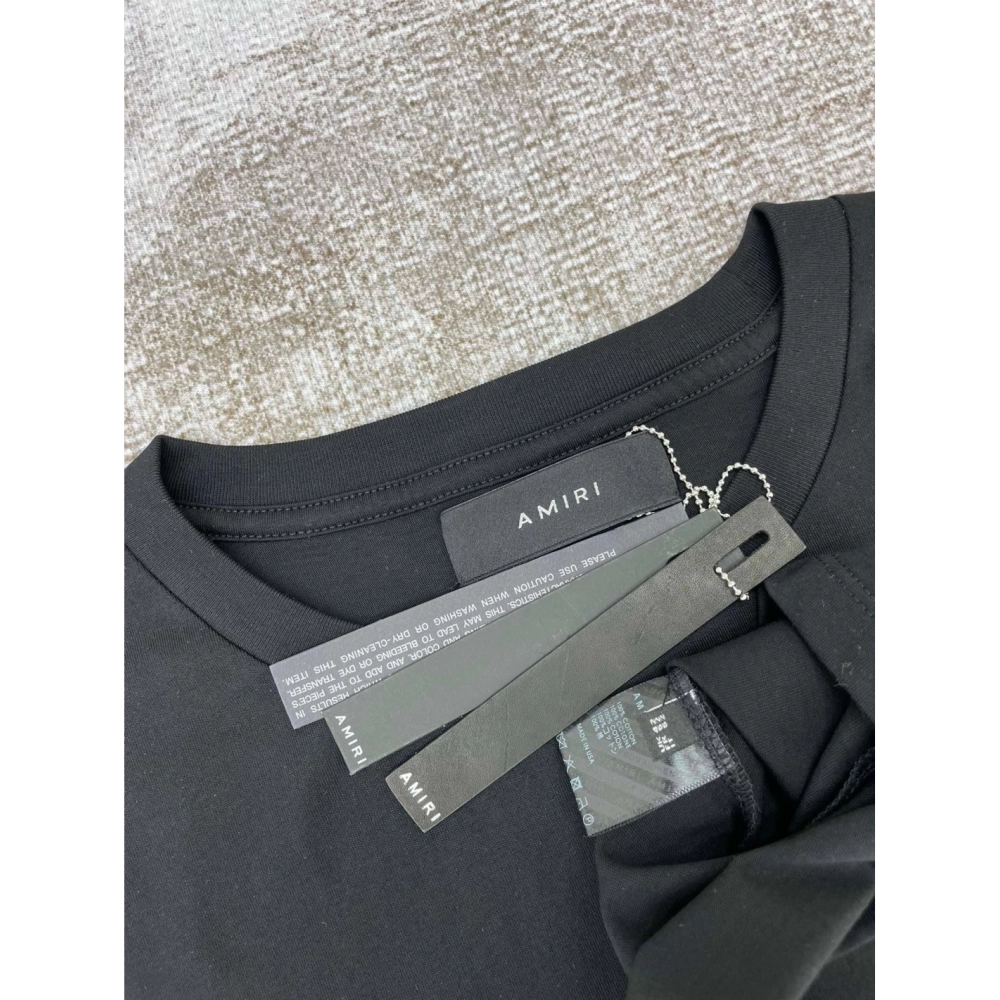 Amiri New short-sleeved green and white gradient logo letter paste printt T-shirt,Amiri T Shirt,Tshirt,APPAREL