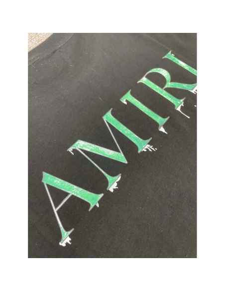 Amiri New short-sleeved green and white gradient logo letter paste printt T-shirt,Amiri T Shirt,Tshirt,APPAREL