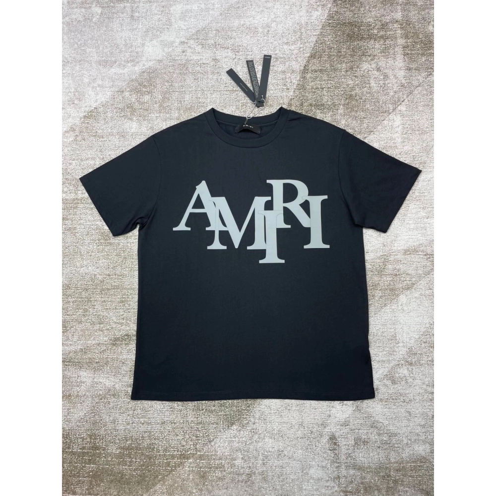 Amiri New short-sleeved New wash water mark tag T-shirt,Amiri T Shirt,Tshirt,APPAREL