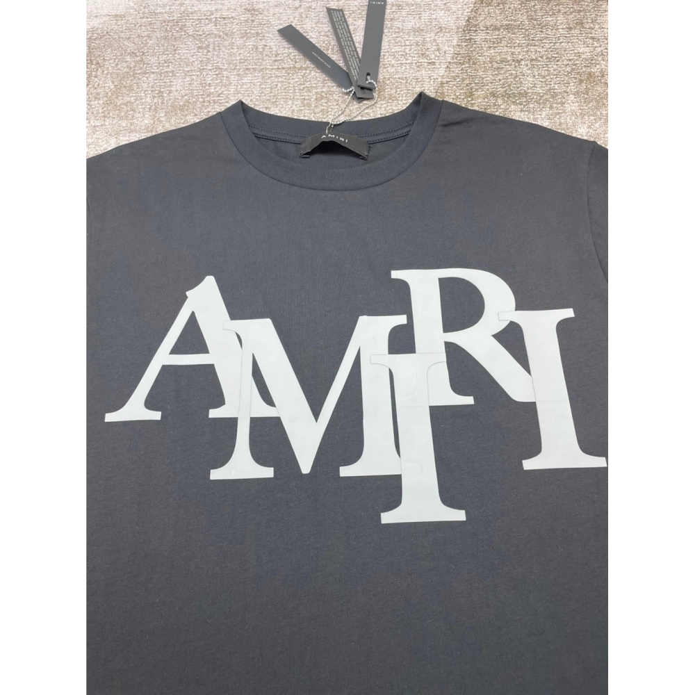 Amiri New short-sleeved New wash water mark tag T-shirt,Amiri T Shirt,Tshirt,APPAREL