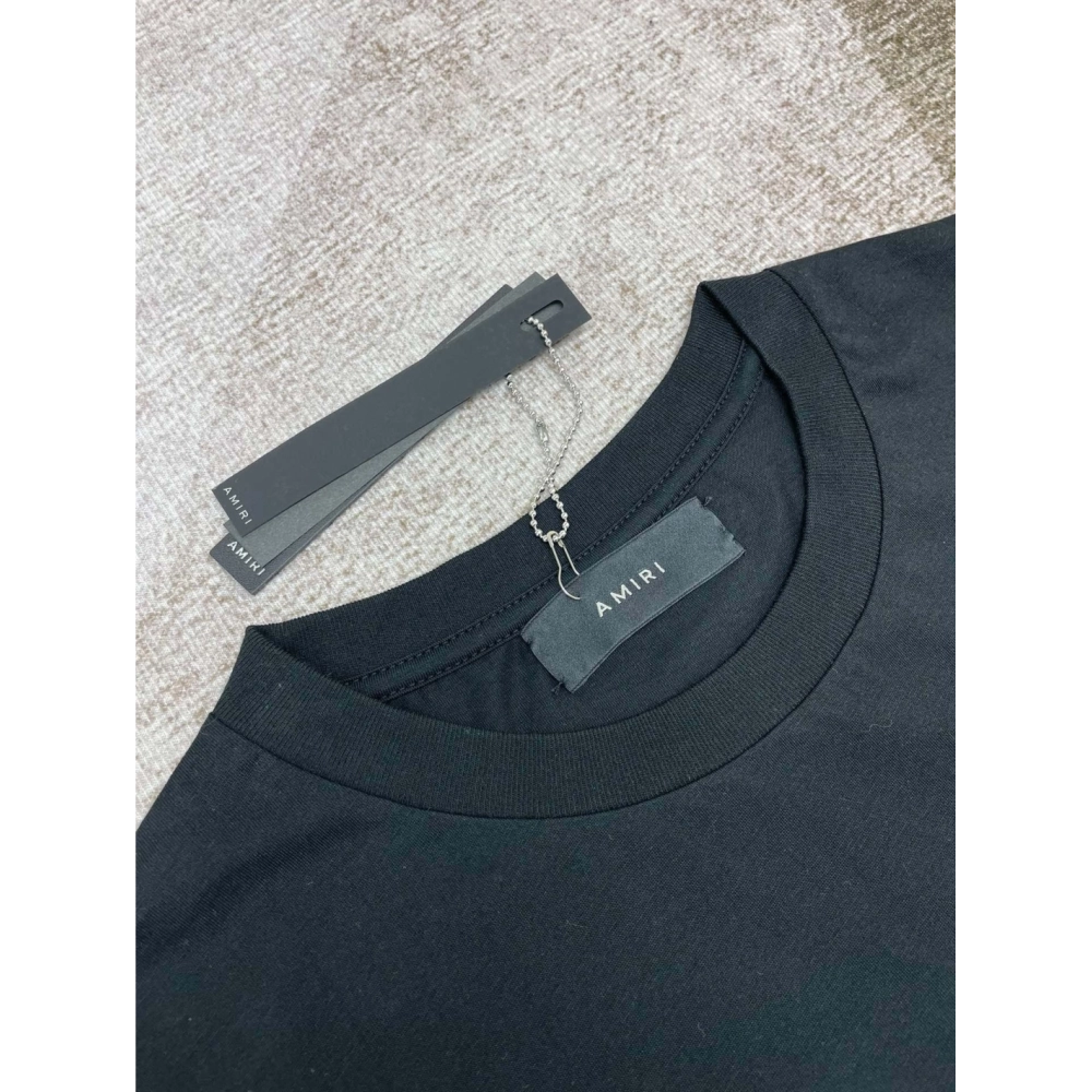 Amiri New short-sleeved New wash water mark tag T-shirt,Amiri T Shirt,Tshirt,APPAREL