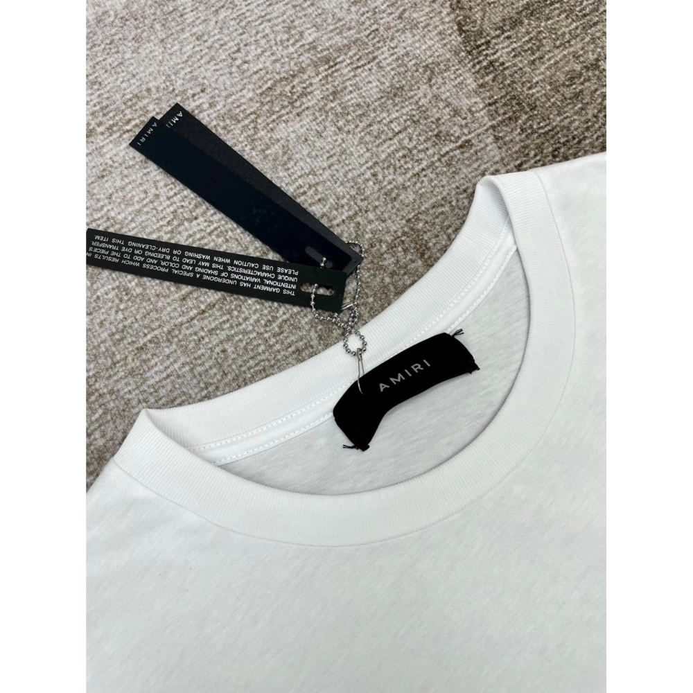 Amiri New short-sleeved New wash water mark tag T-shirt,Amiri T Shirt,Tshirt,APPAREL