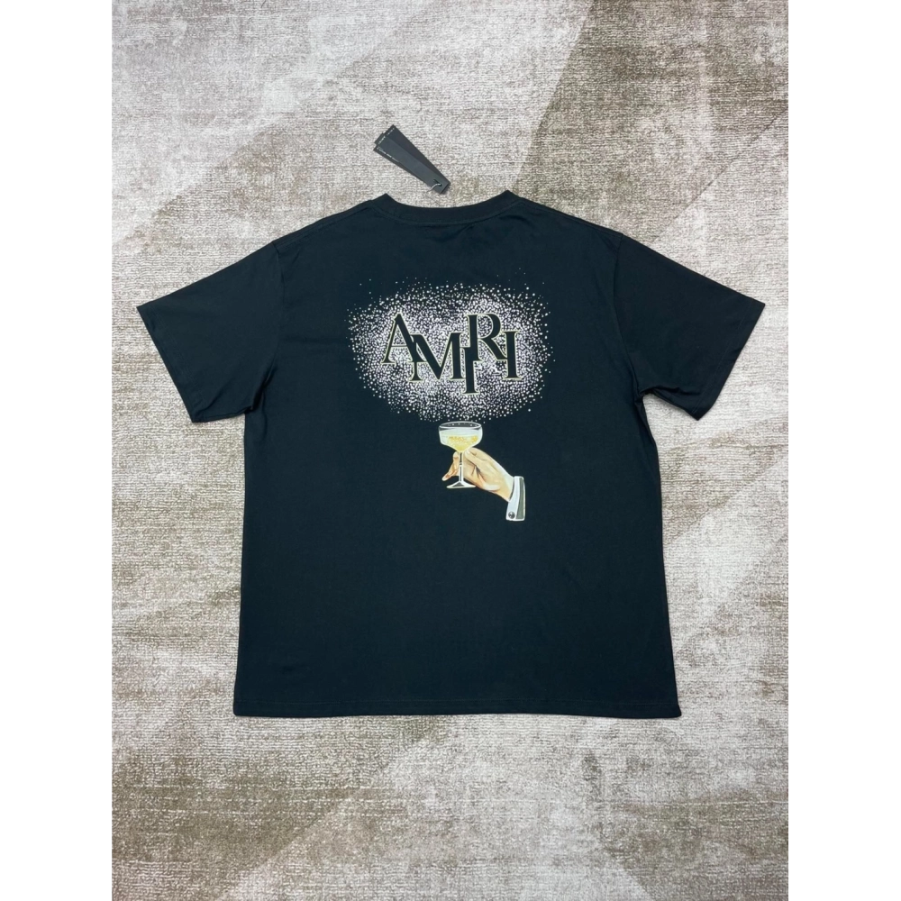 Amiri New short-sleeved New wash water mark tag T-shirt,Amiri T Shirt,Tshirt,APPAREL