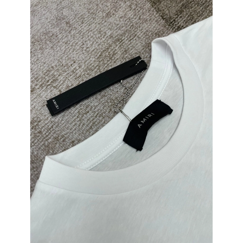 Amiri New short-sleeved New wash water mark tag T-shirt,Amiri T Shirt,Tshirt,APPAREL