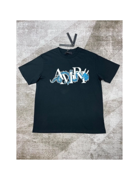 Amiri New short-sleeved New wash water mark tag T-shirt,Amiri T Shirt,Tshirt,APPAREL