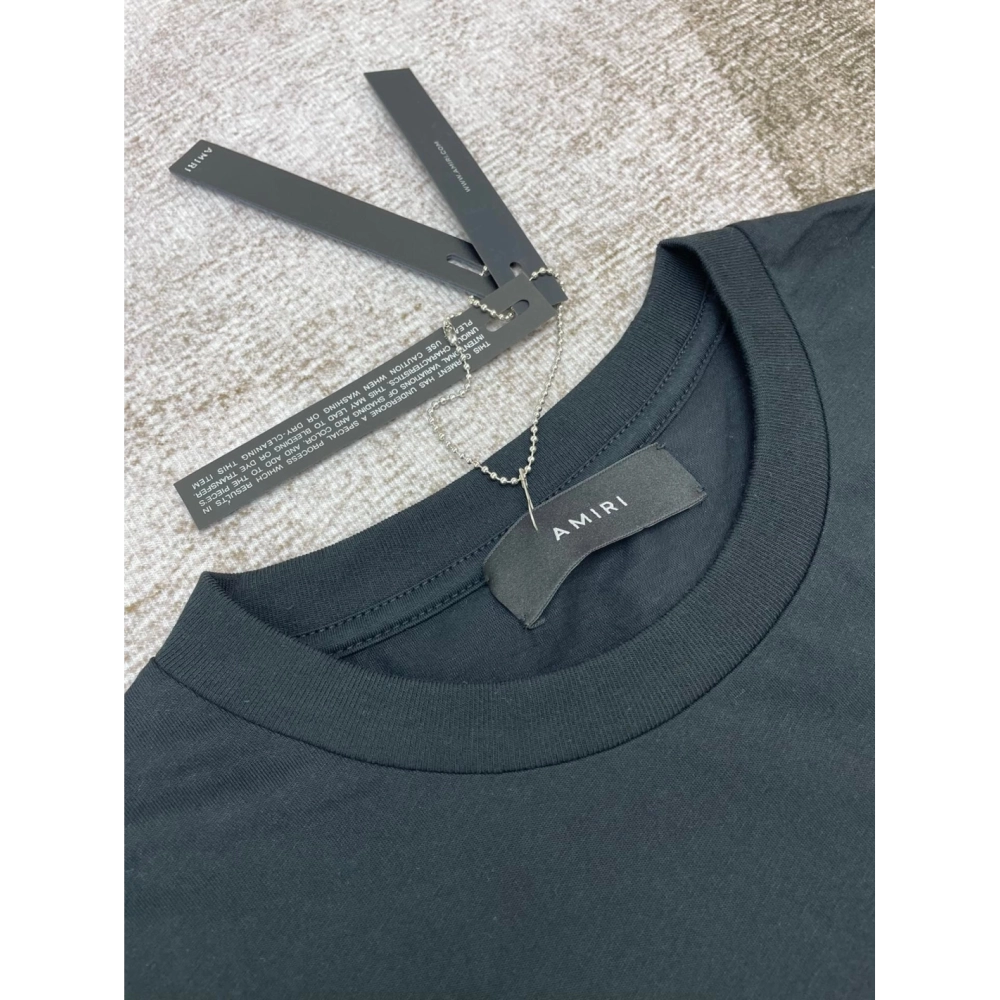 Amiri New short-sleeved New wash water mark tag T-shirt,Amiri T Shirt,Tshirt,APPAREL