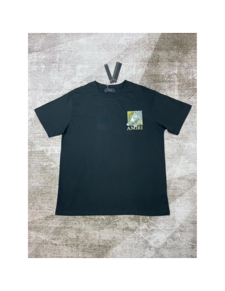 Amiri New short-sleeved New wash water mark tag T-shirt,Amiri T Shirt,Tshirt,APPAREL