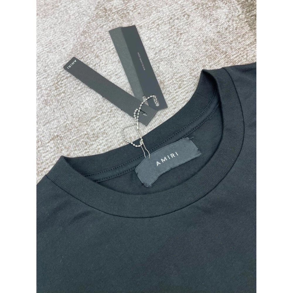 Amiri New short-sleeved New wash water mark tag T-shirt,Amiri T Shirt,Tshirt,APPAREL