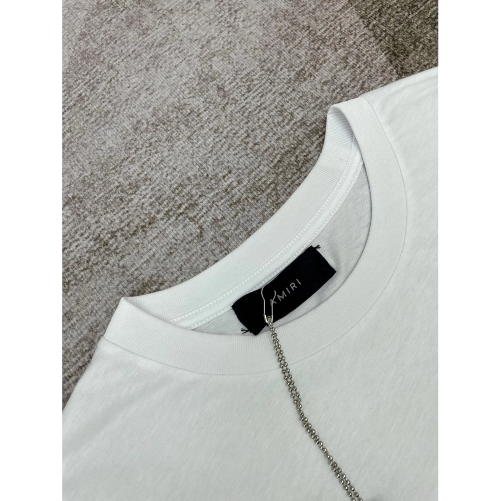 Amiri New short-sleeved New wash water mark tag T-shirt,Amiri T Shirt,Tshirt,APPAREL