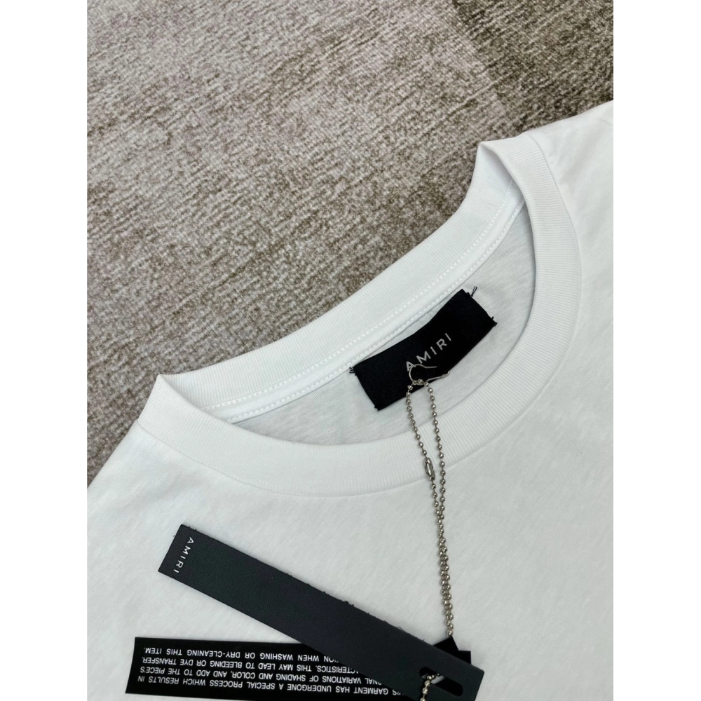 Amiri New short-sleeved New wash water mark tag T-shirt,Amiri T Shirt,Tshirt,APPAREL