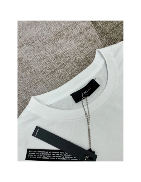 Amiri New short-sleeved New wash water mark tag T-shirt,Amiri T Shirt,Tshirt,APPAREL