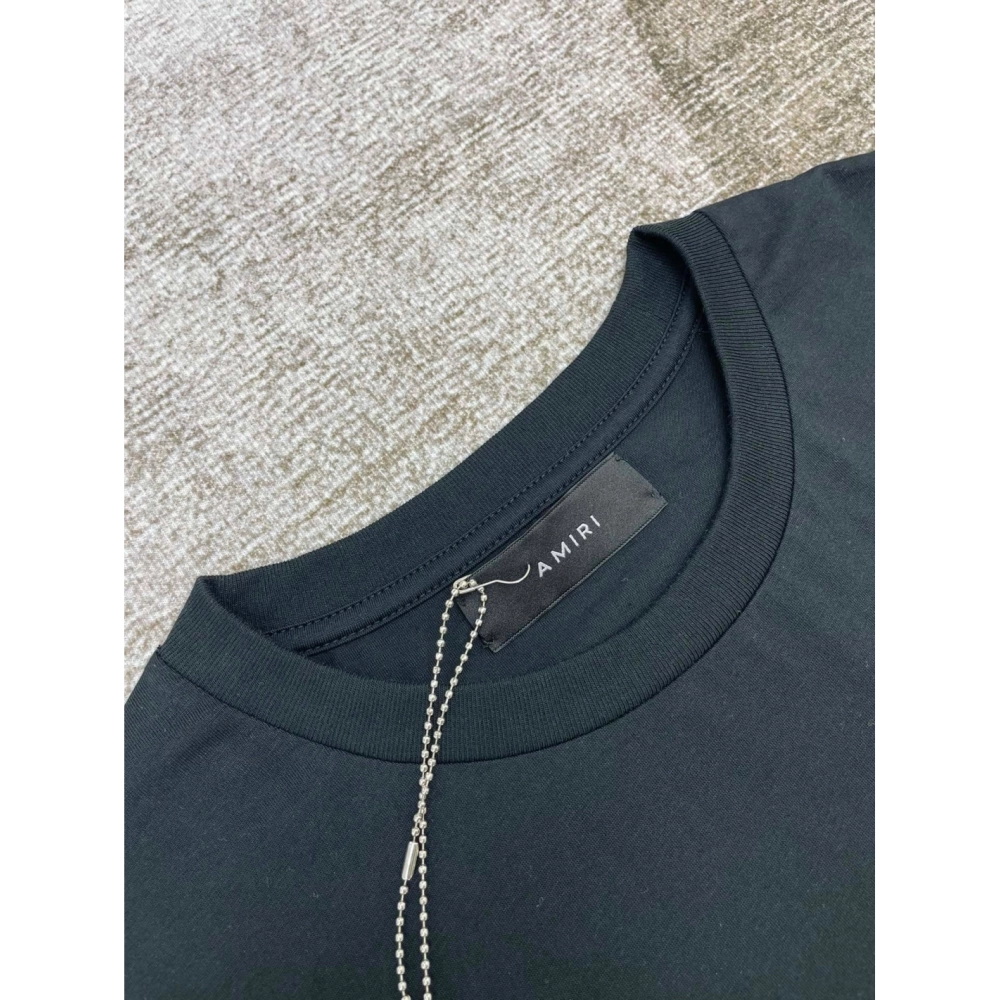 Amiri New short-sleeved New wash water mark tag T-shirt,Amiri T Shirt,Tshirt,APPAREL