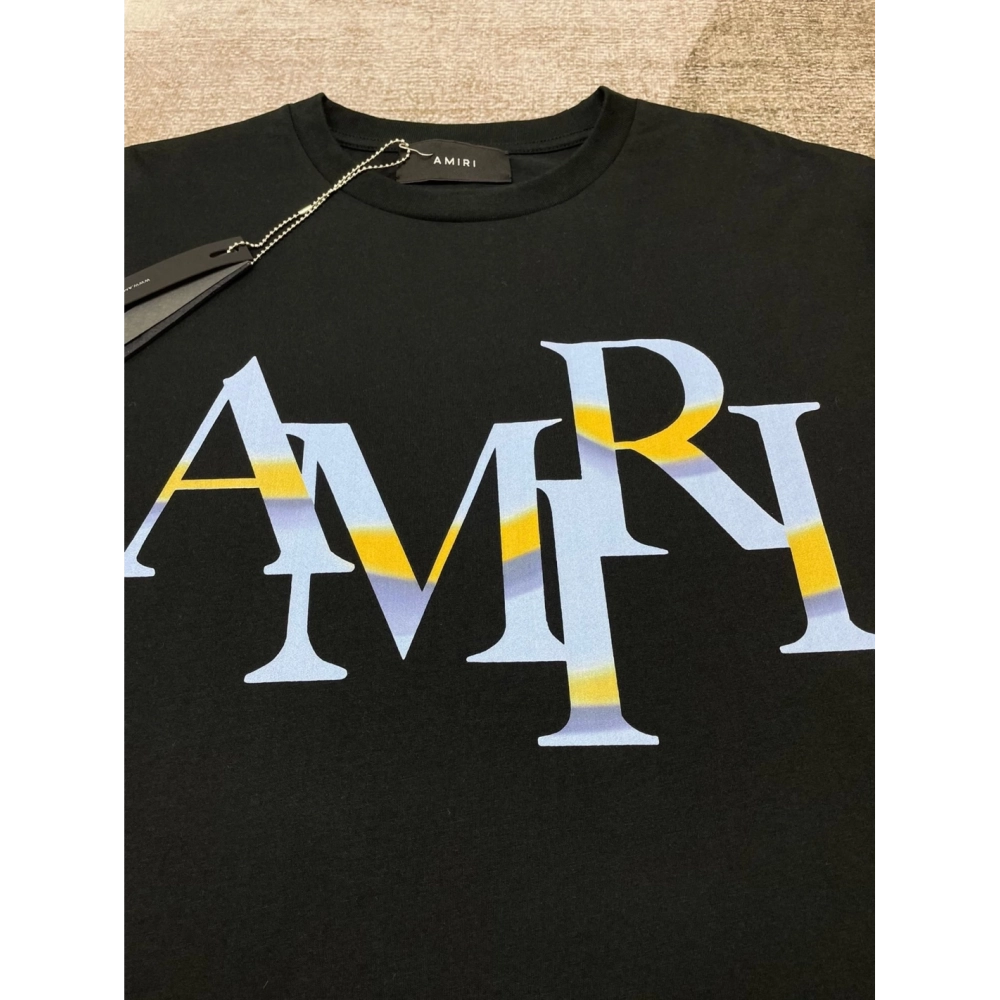 Amiri New short-sleeved New wash water mark tag T-shirt,Amiri T Shirt,Tshirt,APPAREL