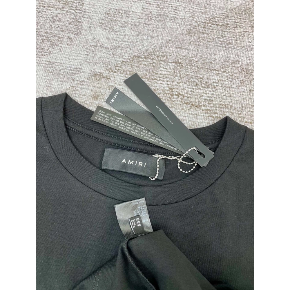 Amiri New short-sleeved special color paste print rice yellow crack printt T-shirt,Amiri T Shirt,Tshirt,APPAREL
