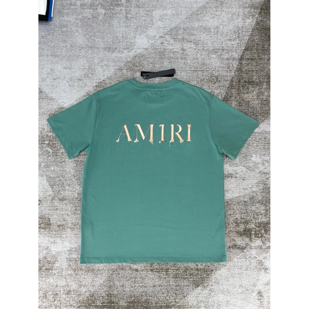 Amiri Newshort-sleeved orange and white gradient logo letter print T-shirt,Amiri T Shirt,Tshirt,APPAREL