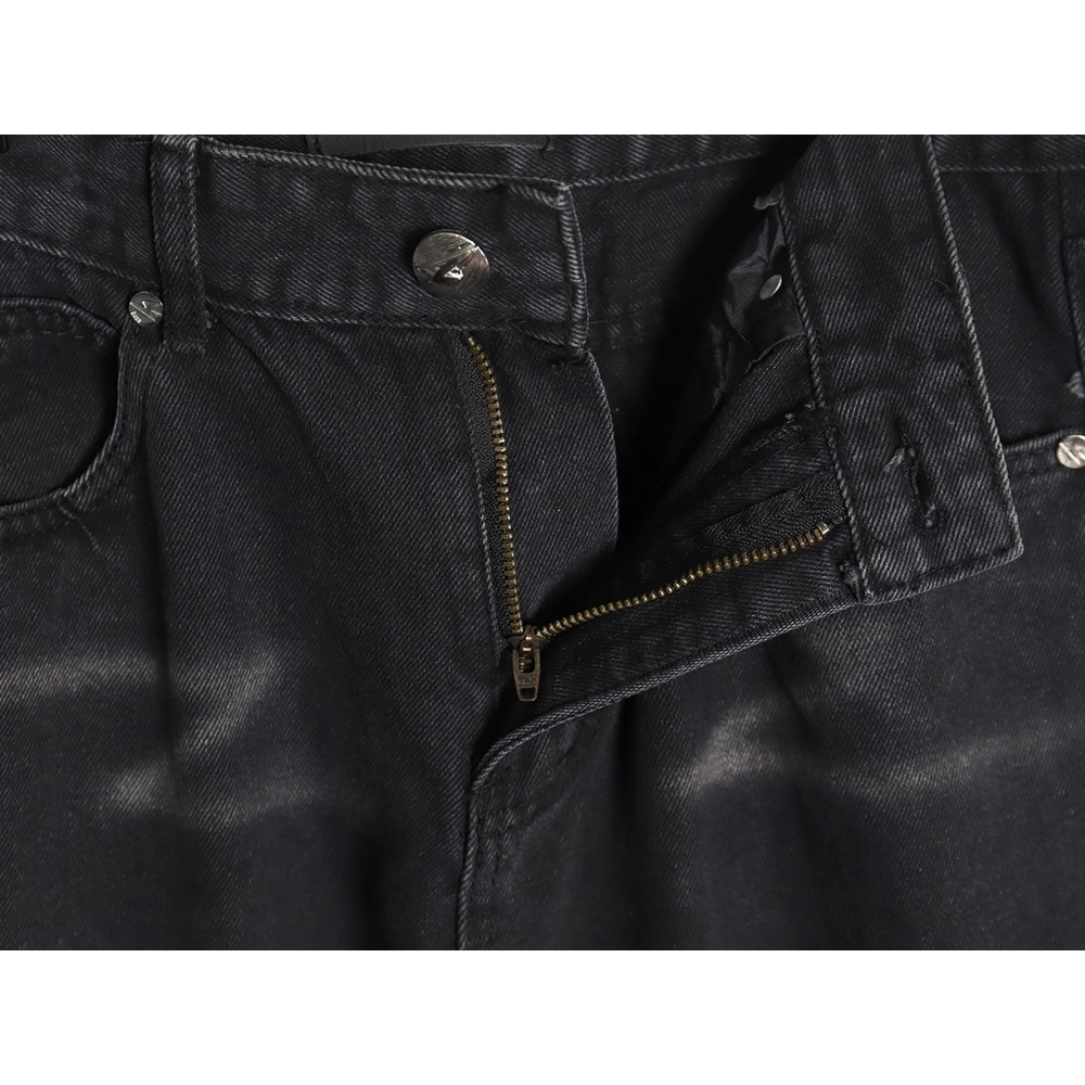 Amexnocap leather label lightning bolt denim trousers,Amexnocap
