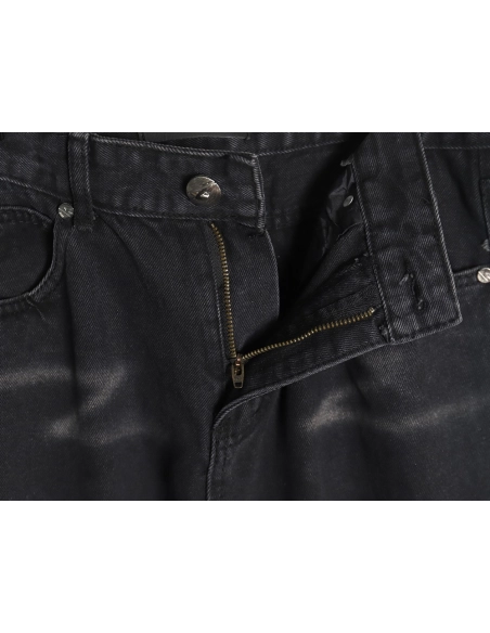Amexnocap leather label lightning bolt denim trousers,Amexnocap