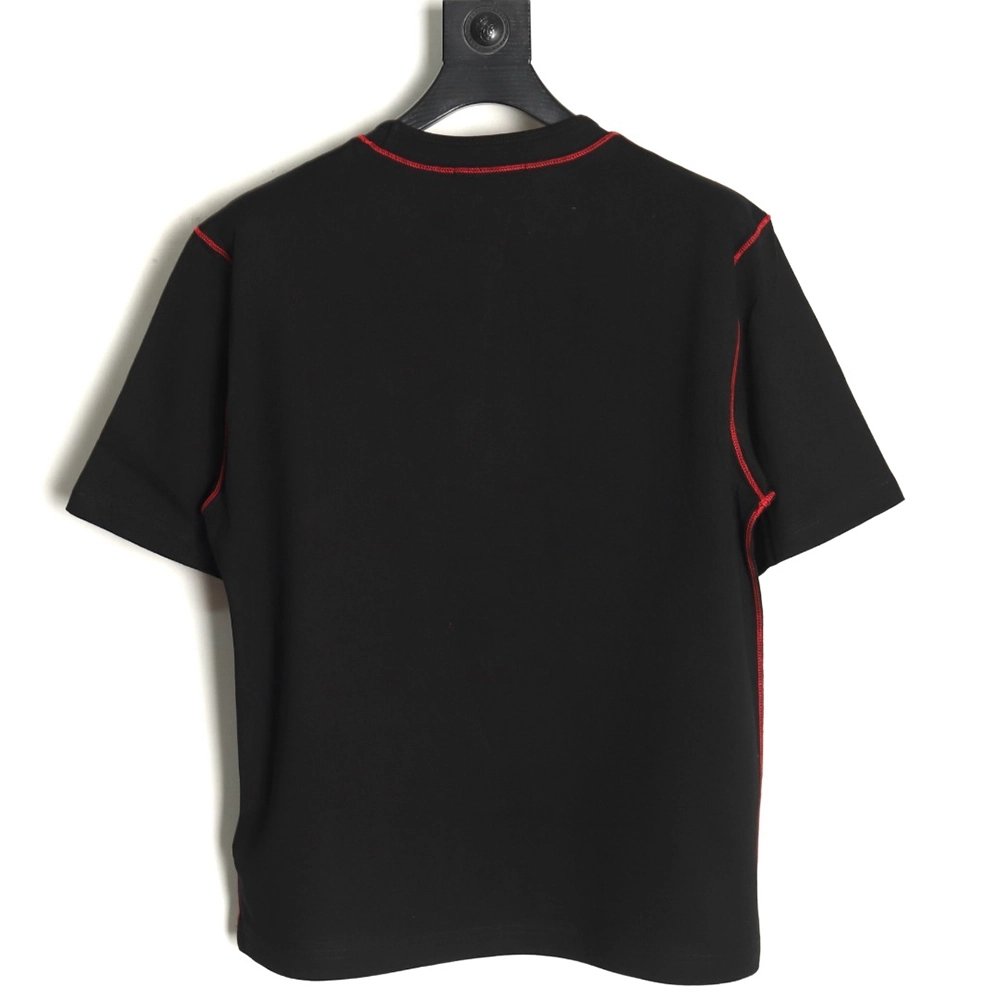 Stone Island black and red badge embroidered short-sleeved T-shirt,Stone Island