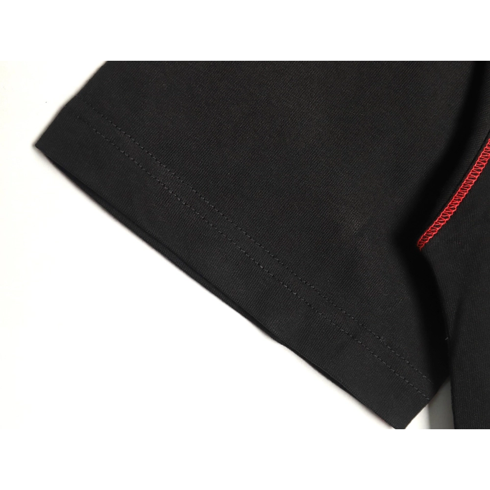 Stone Island black and red badge embroidered short-sleeved T-shirt,Stone Island