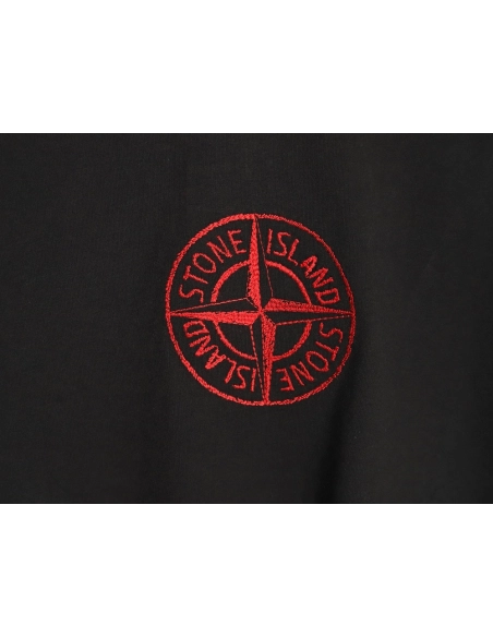 Stone Island black and red badge embroidered short-sleeved T-shirt,Stone Island