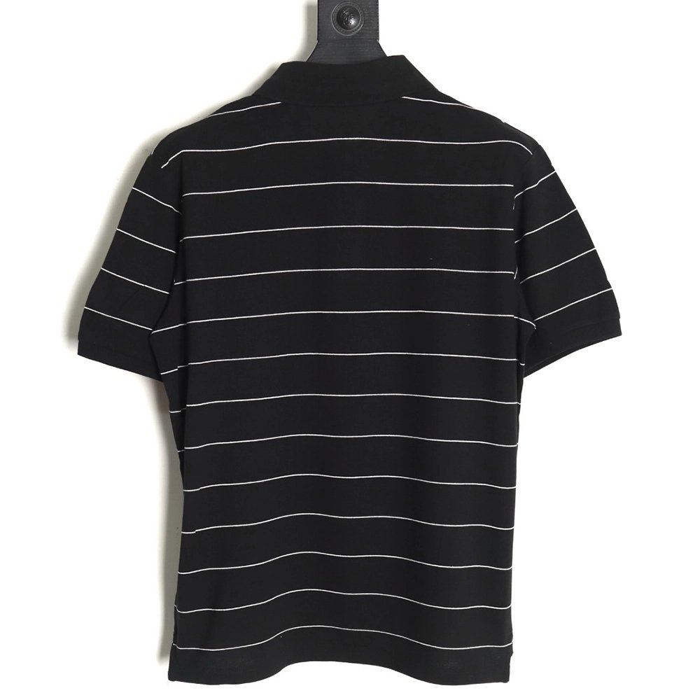 Saint Laurent YSL Logo Embroidered Striped Short Sleeve Polo Shirt,Saint Laurent