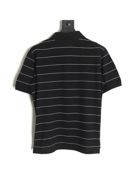 Saint Laurent YSL Logo Embroidered Striped Short Sleeve Polo Shirt,Saint Laurent
