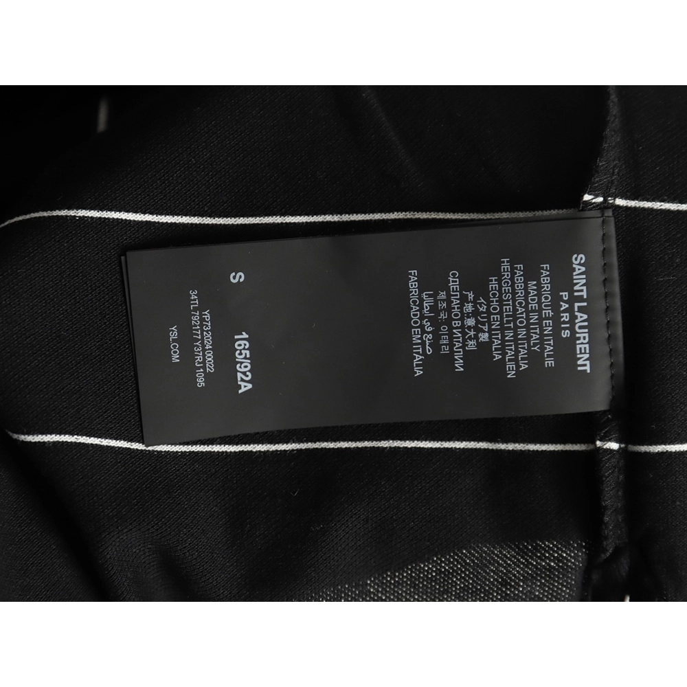 Saint Laurent YSL Logo Embroidered Striped Short Sleeve Polo Shirt,Saint Laurent