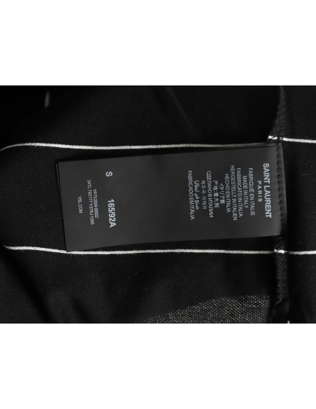 Saint Laurent YSL Logo Embroidered Striped Short Sleeve Polo Shirt,Saint Laurent