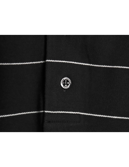 Saint Laurent YSL Logo Embroidered Striped Short Sleeve Polo Shirt,Saint Laurent