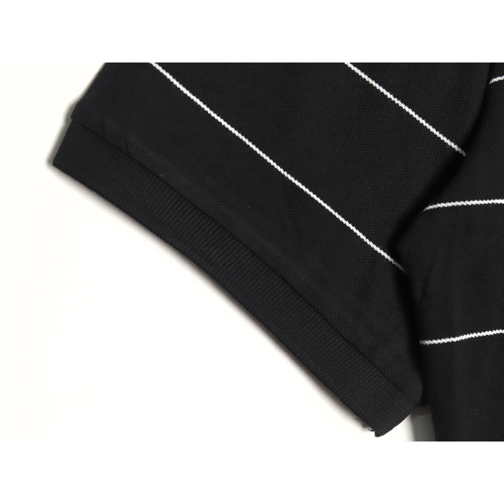 Saint Laurent YSL Logo Embroidered Striped Short Sleeve Polo Shirt,Saint Laurent