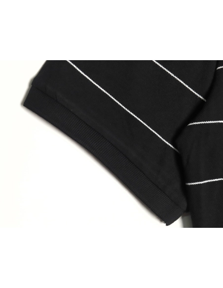 Saint Laurent YSL Logo Embroidered Striped Short Sleeve Polo Shirt,Saint Laurent