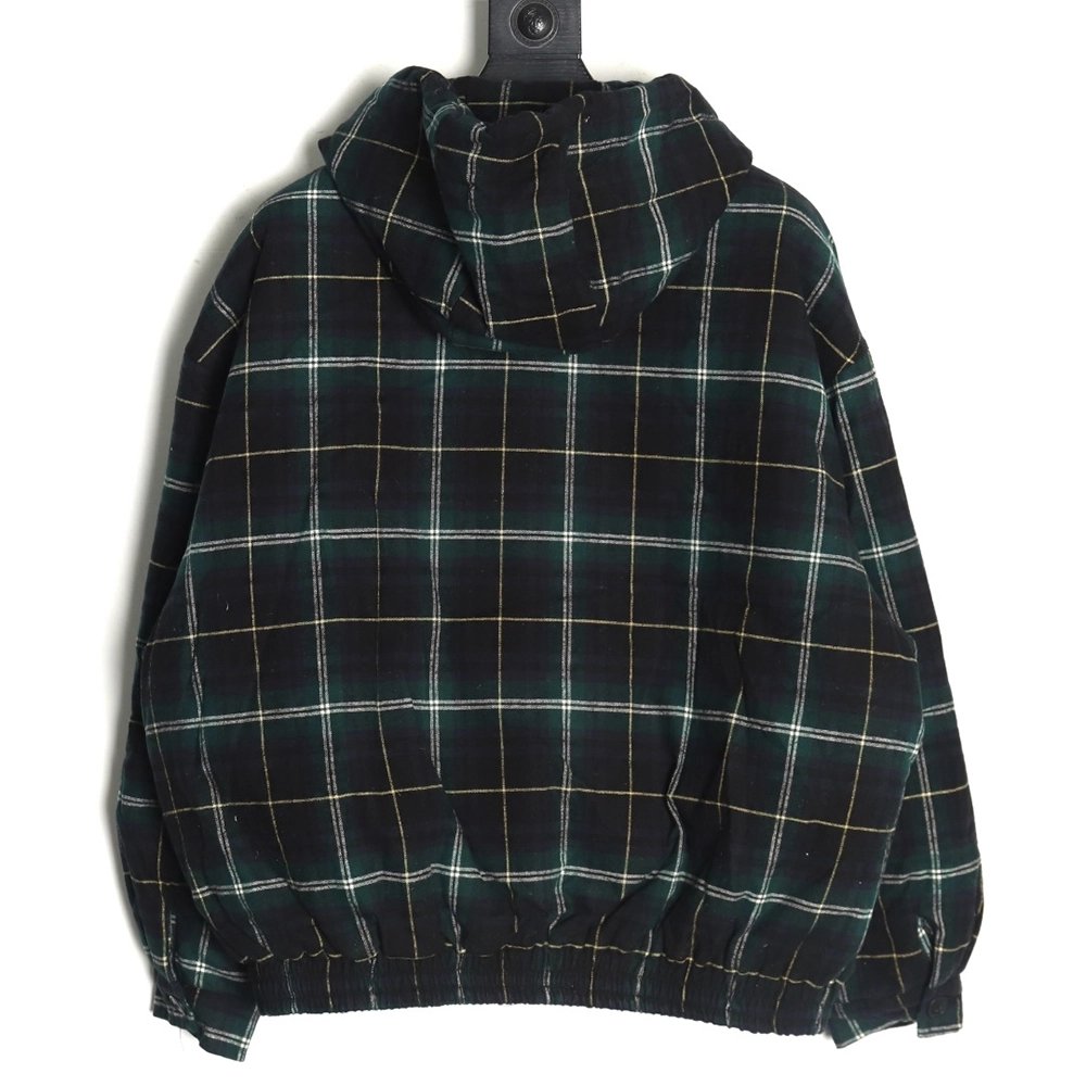 Miu miu green plaid hooded cotton coat,Miu Miu