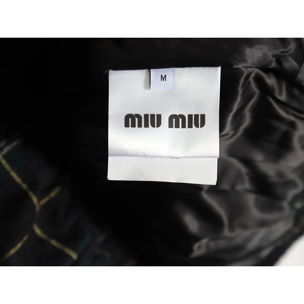 Miu miu green plaid hooded cotton coat,Miu Miu