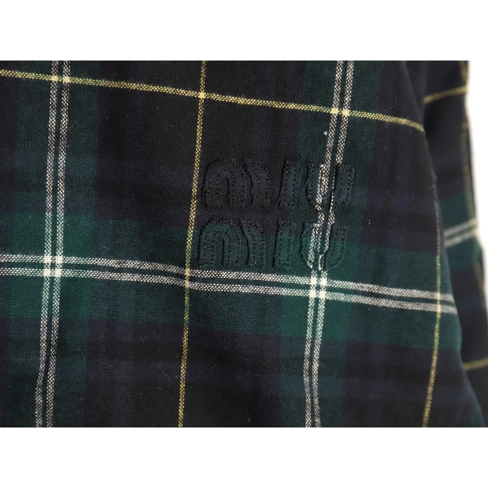Miu miu green plaid hooded cotton coat,Miu Miu