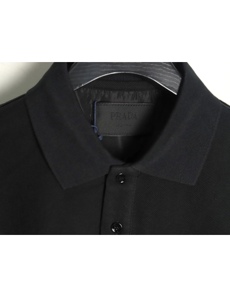 Prada patchwork triangle logo short-sleeved polo shirt,Prada