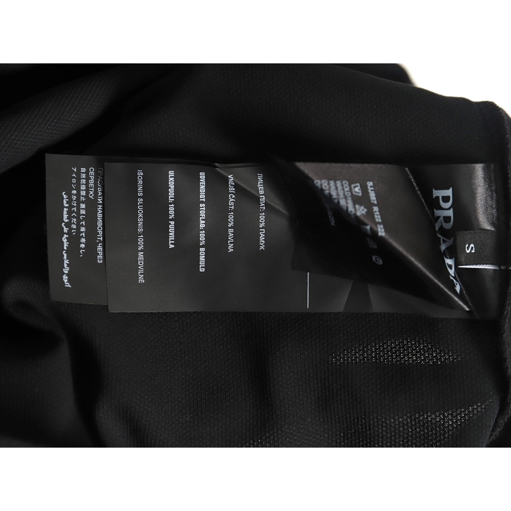 Prada patchwork triangle logo short-sleeved polo shirt,Prada