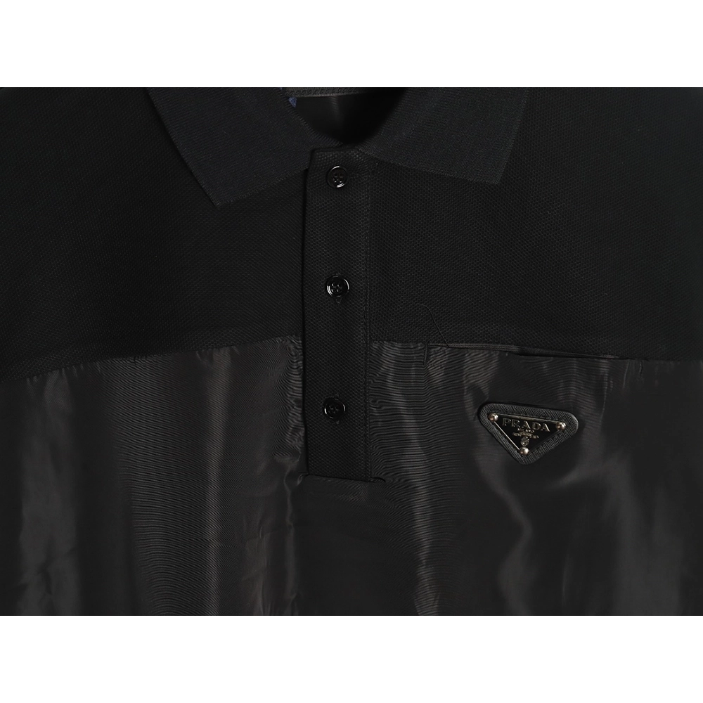 Prada patchwork triangle logo short-sleeved polo shirt,Prada
