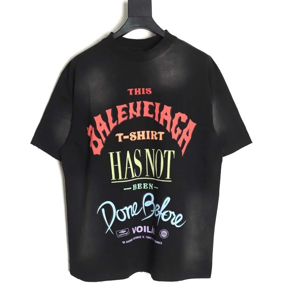 Balenciaga letter foam print washed distressed short-sleeved T-shirt TSK2,Balenciaga