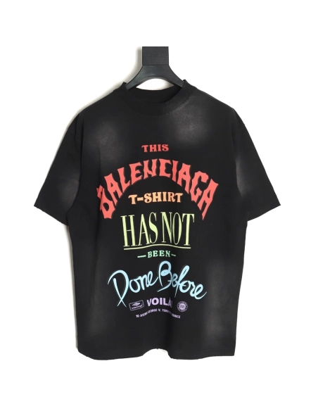 Balenciaga letter foam print washed distressed short-sleeved T-shirt TSK2,Balenciaga