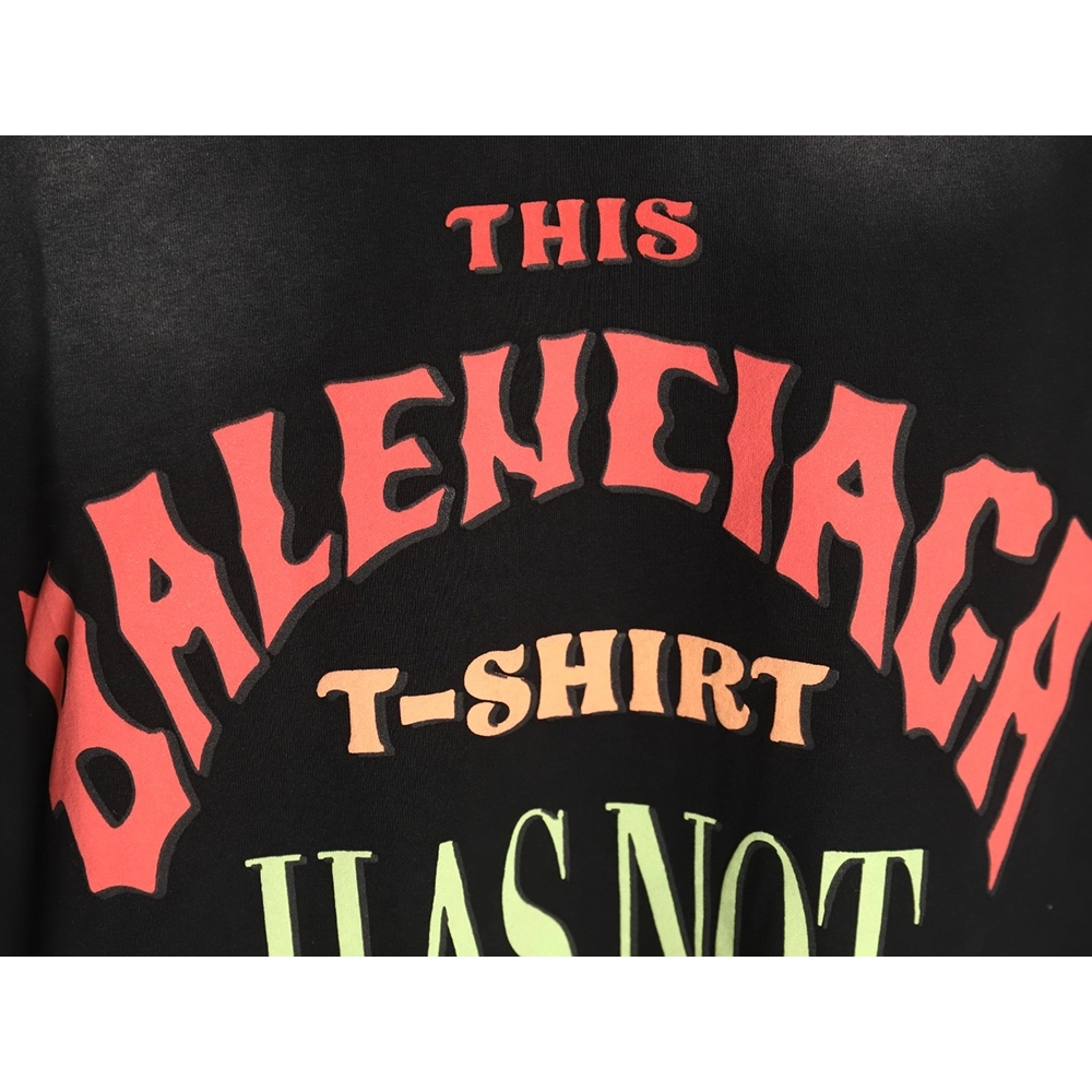 Balenciaga letter foam print washed distressed short-sleeved T-shirt TSK2,Balenciaga
