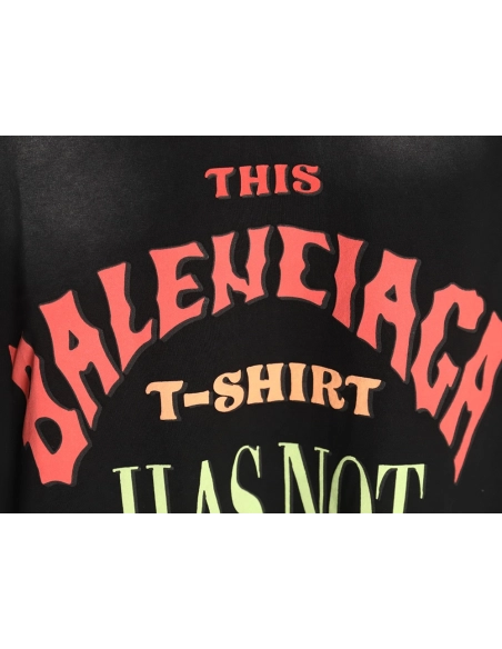 Balenciaga letter foam print washed distressed short-sleeved T-shirt TSK2,Balenciaga