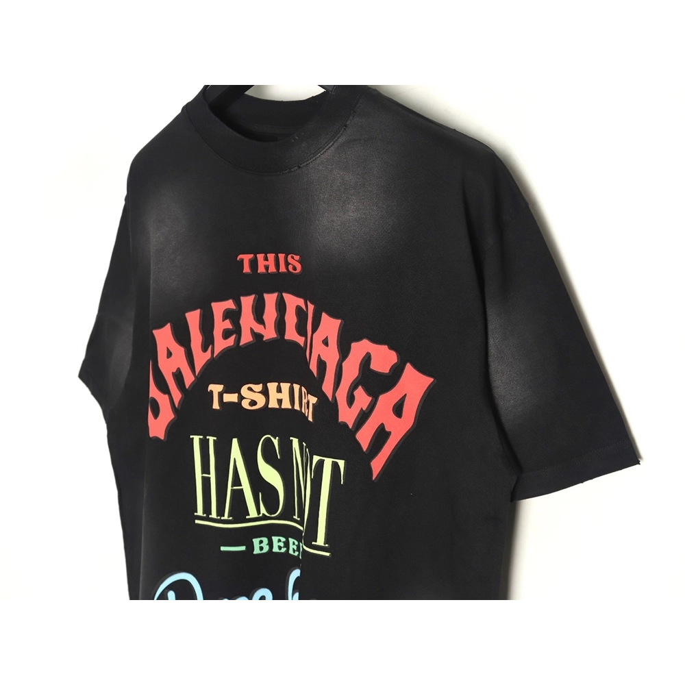 Balenciaga letter foam print washed distressed short-sleeved T-shirt TSK2,Balenciaga