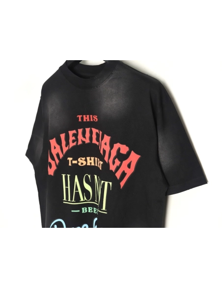Balenciaga letter foam print washed distressed short-sleeved T-shirt TSK2,Balenciaga